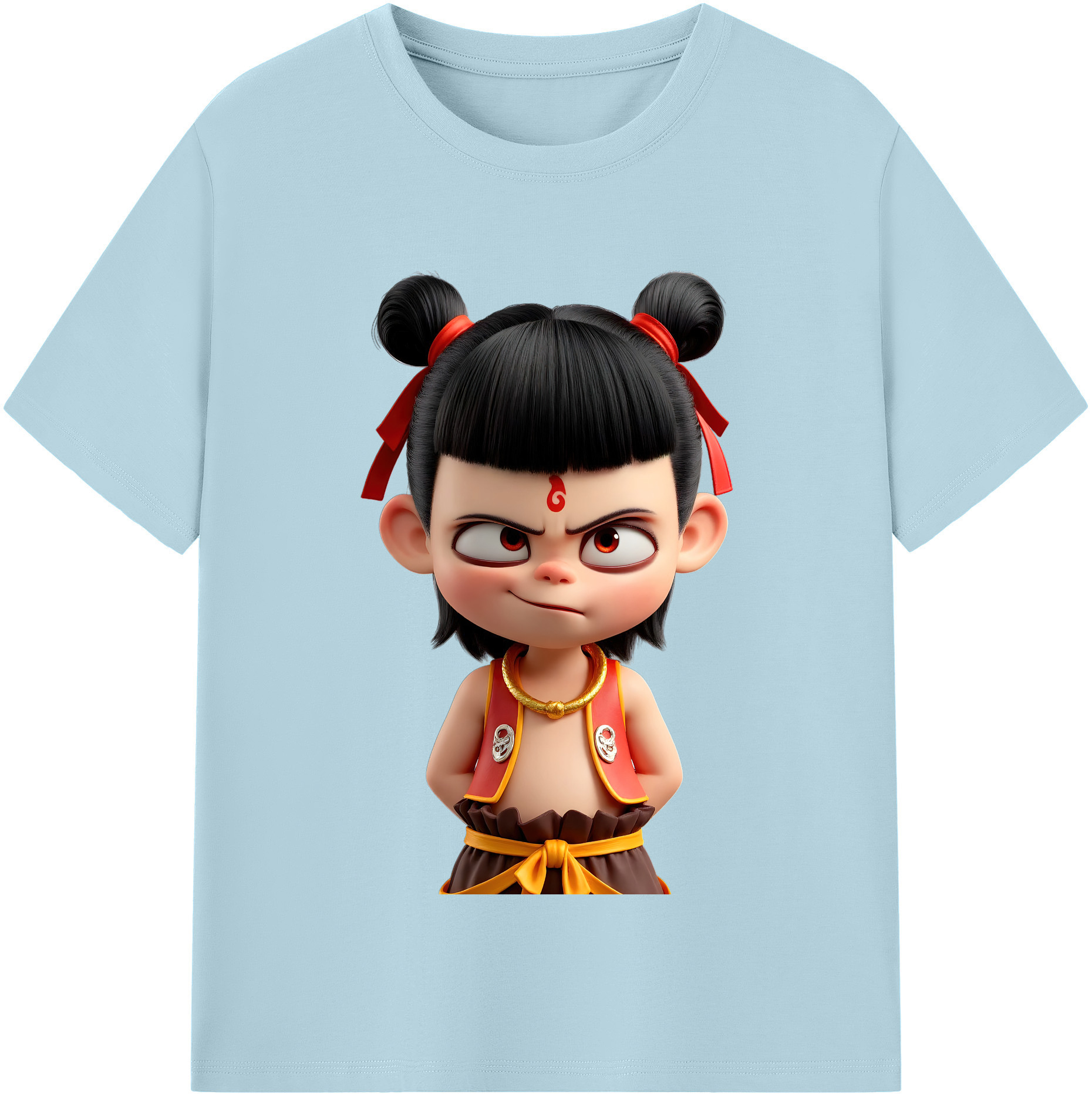 （画像用） Ne Zha 2 ナタ 魔童の大暴れ 綿100％半袖Tシャツ（フロントプリント）
